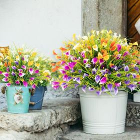 5 Bundles Artificial Calla Lilly Realistic UV Resistant Fake Flowers Faux Plastic Long Stem Plants for Indoor Planter Home Porch Yard Spring Summ