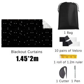 100% Blackout Curtains with Tools Star Pattern Blackout Shades Film (size: 57*78.7inch)