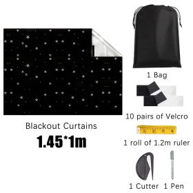 100% Blackout Curtains with Tools Star Pattern Blackout Shades Film (size: 57*39.4inch)