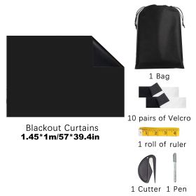 Black Blackout Shades 100% Blackout Blind Curtain for Window No Drill Window Blackout Shades Film (size: 57*39.4inch)