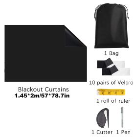 Black Blackout Shades 100% Blackout Blind Curtain for Window No Drill Window Blackout Shades Film (size: 57*78.7inch)